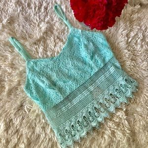 Mint Green Crochet Crop